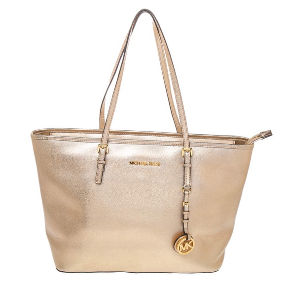 Michael Kors Gold Metallic Saffiano Leather Multifunction Tote - Picture 2 of 5